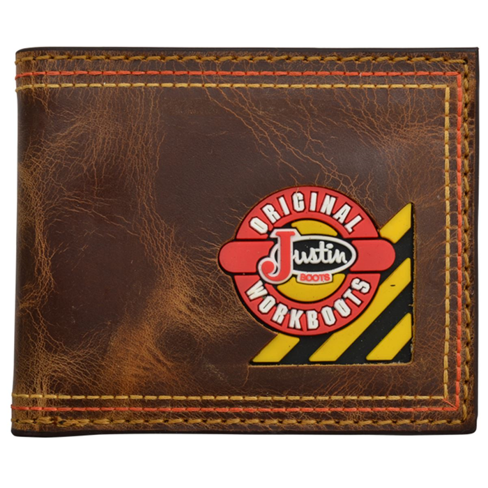 Justin Original Workboots Brown Work Bifold Wallet WJW094 3D Belt